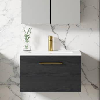 Arno Woodgrain 600mm 1-Drawer Wall Hung Vanity Unit