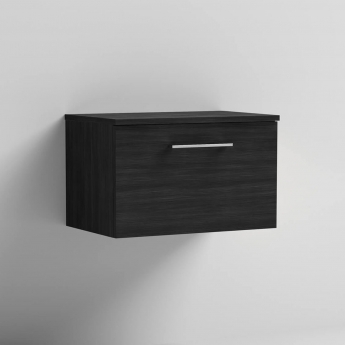 Arno Woodgrain 600mm 1-Drawer Wall Hung Vanity Unit with Countertop