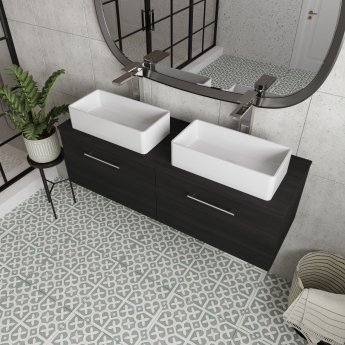 Arno Woodgrain Twin 1200mm 2-Drawer Wall Hung Vanity Unit with Countertop