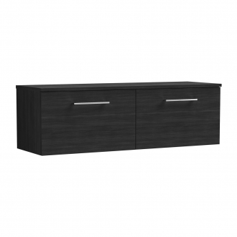 Arno Woodgrain Twin 1200mm 2-Drawer Wall Hung Vanity Unit with Countertop