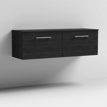 Arno Woodgrain Twin 1200mm 2-Drawer Wall Hung Vanity Unit with Countertop