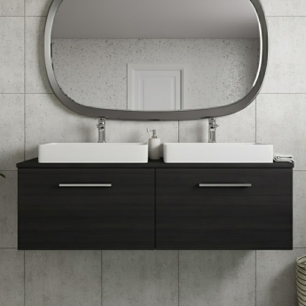 Arno Woodgrain Twin 1200mm 2-Drawer Wall Hung Vanity Unit with Countertop
