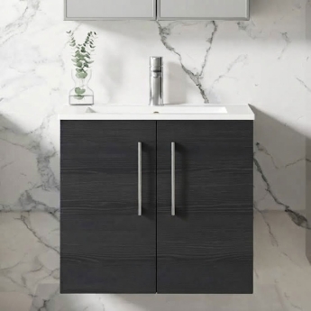 Arno Woodgrain 600mm 2-Door Wall Hung Vanity Unit | Product Image