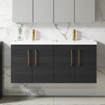 Arno Twin Woodgrain 1200mm 4-Door Wall Hung Vanity Unit