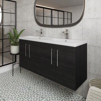 Arno Twin Woodgrain 1200mm 4-Door Wall Hung Vanity Unit