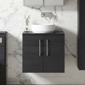 Arno Woodgrain 600mm 2-Door Wall Hung Vanity Unit with Countertop | Product Image