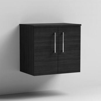 Arno Woodgrain 600mm 2-Door Wall Hung Vanity Unit with Countertop