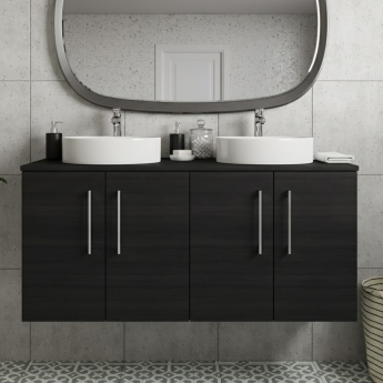 Arno Woodgrain Twin 1200mm 4-Door Wall Hung Vanity Unit with Countertop