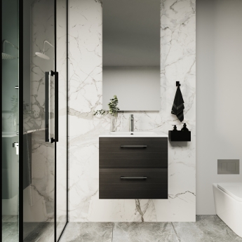 Arno Woodgrain 600mm 2-Drawer Wall Hung Vanity Unit