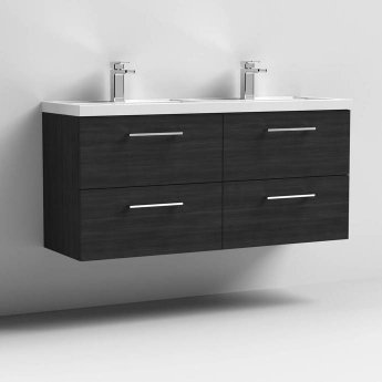 Arno Twin Woodgrain 1200mm 4-Drawer Wall Hung Vanity Unit