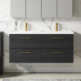 Arno Twin Woodgrain 1200mm 4-Drawer Wall Hung Vanity Unit