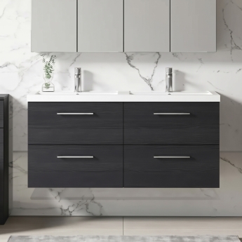 Arno Twin Woodgrain 1200mm 4-Drawer Wall Hung Vanity Unit | Product Image