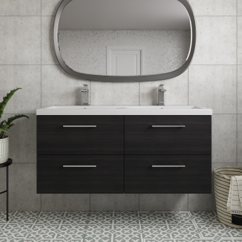 Arno Twin Woodgrain 1200mm 4-Drawer Wall Hung Vanity Unit
