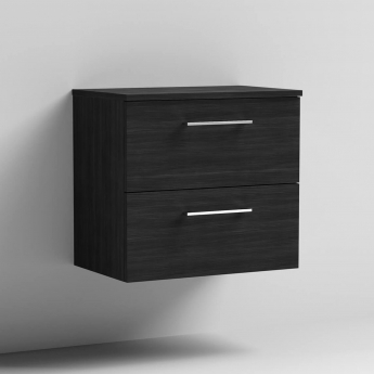 Arno Woodgrain 600mm 2-Drawer Wall Hung Vanity Unit with Countertop