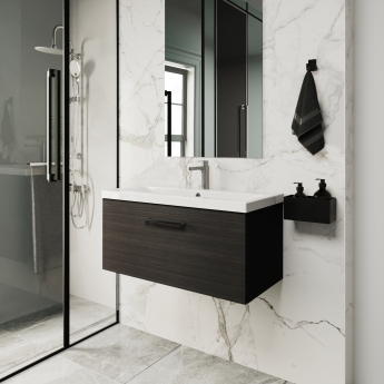 Arno Woodgrain 800mm 1-Drawer Wall Hung Vanity Unit