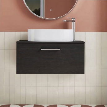 Arno Woodgrain 800mm 1-Drawer Wall Hung Vanity Unit with Countertop | Product Image