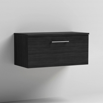 Arno Woodgrain 800mm 1-Drawer Wall Hung Vanity Unit with Countertop