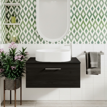 Arno Woodgrain 800mm 1-Drawer Wall Hung Vanity Unit with Countertop