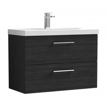 Nuie Arno Wall Hung 2-Drawer Vanity Unit with Basin-3 800mm Wide - Black Woodgrain