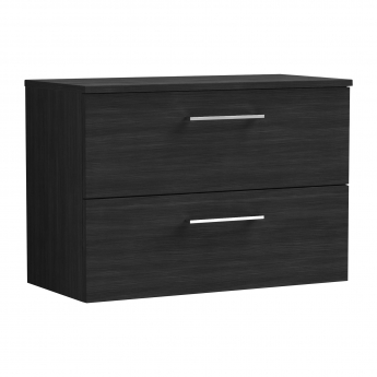Arno Woodgrain 800mm 2-Drawer Wall Hung Vanity Unit with Countertop