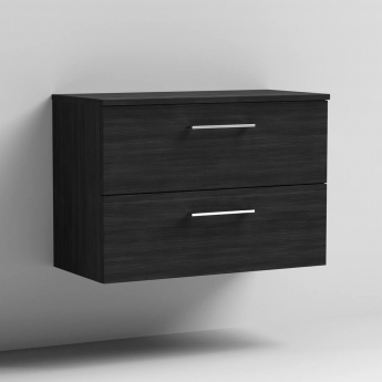 Arno Woodgrain 800mm 2-Drawer Wall Hung Vanity Unit with Countertop