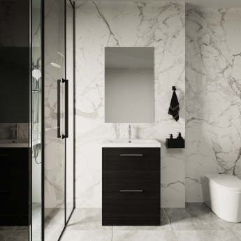 Arno Woodgrain 600mm 2-Drawer Floor Standing Vanity Unit