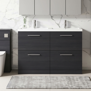 Arno Twin Woodgrain 1200mm 4-Drawer Floor Standing Vanity Unit | Product Image