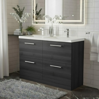 Arno Twin Woodgrain 1200mm 4-Drawer Floor Standing Vanity Unit