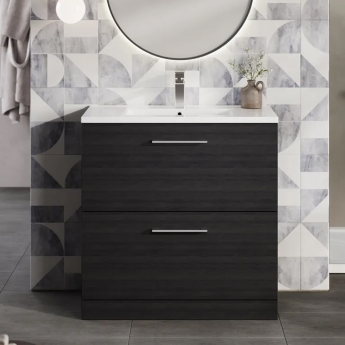 Arno Woodgrain 800mm 2-Drawer Floor Standing Vanity Unit