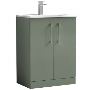Nuie Arno Floor Standing 2-Door Vanity Unit with Basin-2 600mm Wide - Satin Green
