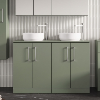 Arno Twin 1200mm 4-Door Floor Standing Vanity Unit with Countertop | Product Image