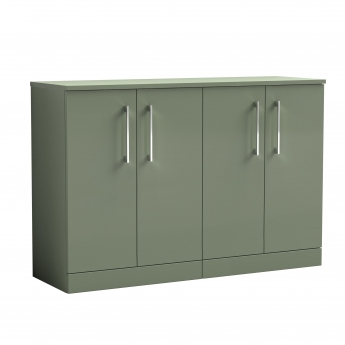 Nuie Arno Floor Standing 4-Door Vanity Unit with Worktop 1200mm Wide - Satin Green