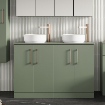 Arno Twin 1200mm 4-Door Floor Standing Vanity Unit with Countertop | Product Image