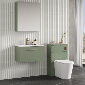 Nuie Arno Wall Hung 1-Drawer Vanity Unit with Basin-2 600mm Wide - Satin Green