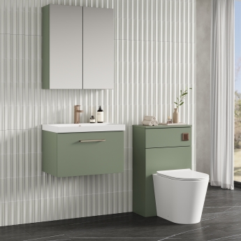 Nuie Arno Wall Hung 1-Drawer Vanity Unit with Basin-3 600mm Wide - Satin Green