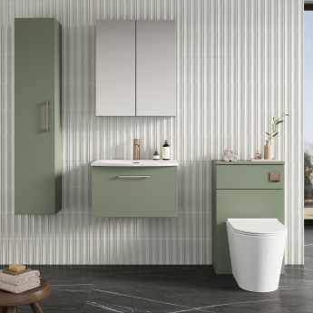 Nuie Arno Wall Hung 1-Drawer Vanity Unit with Basin-4 600mm Wide - Satin Green