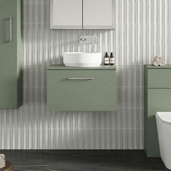 Arno 600mm 1-Drawer Wall Hung Vanity Unit with Countertop | Product Image