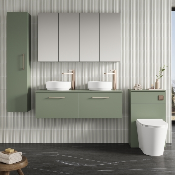 Nuie Arno Wall Hung 2-Drawer Vanity Unit with Worktop 1200mm Wide - Satin Green