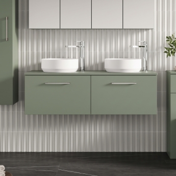 Arno Twin 1200mm 2-Drawer Wall Hung Vanity Unit with Countertop | Product Image