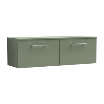 Nuie Arno Wall Hung 2-Drawer Vanity Unit with Worktop 1200mm Wide - Satin Green
