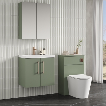 Nuie Arno Wall Hung 2-Door Vanity Unit with Basin-1 600mm Wide - Satin Green
