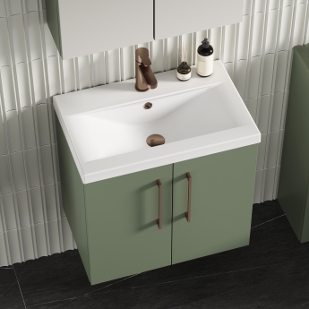 Nuie Arno Wall Hung 2-Door Vanity Unit with Basin-1 600mm Wide - Satin Green