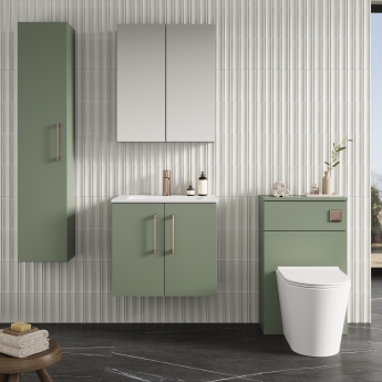 Nuie Arno Wall Hung 2-Door Vanity Unit with Basin-2 500mm Wide - Satin Green