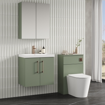 Nuie Arno Wall Hung 2-Door Vanity Unit with Basin-3 500mm Wide - Satin Green