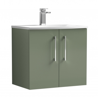Nuie Arno Wall Hung 2-Door Vanity Unit with Basin-4 600mm Wide - Satin Green