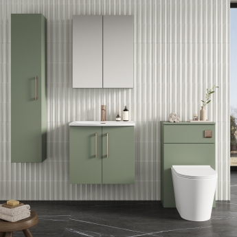 Nuie Arno Wall Hung 2-Door Vanity Unit with Basin-4 500mm Wide - Satin Green