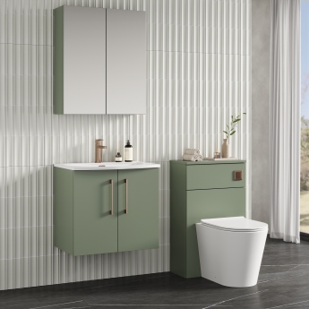 Nuie Arno Wall Hung 2-Door Vanity Unit with Basin-4 500mm Wide - Satin Green