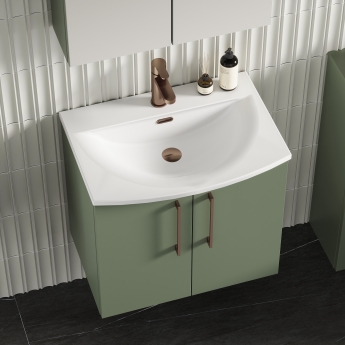 Nuie Arno Wall Hung 2-Door Vanity Unit with Basin-4 500mm Wide - Satin Green