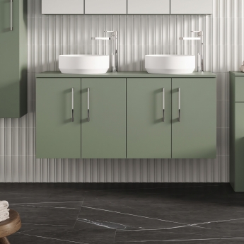 Arno Twin 1200mm 4-Door Wall Hung Vanity Unit with Countertop | Product Image