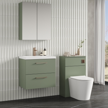 Nuie Arno Wall Hung 2-Drawer Vanity Unit with Basin-1 600mm Wide - Satin Green